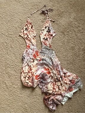 Women’s Maxi Dress with Pink and Coral Abstract Print
